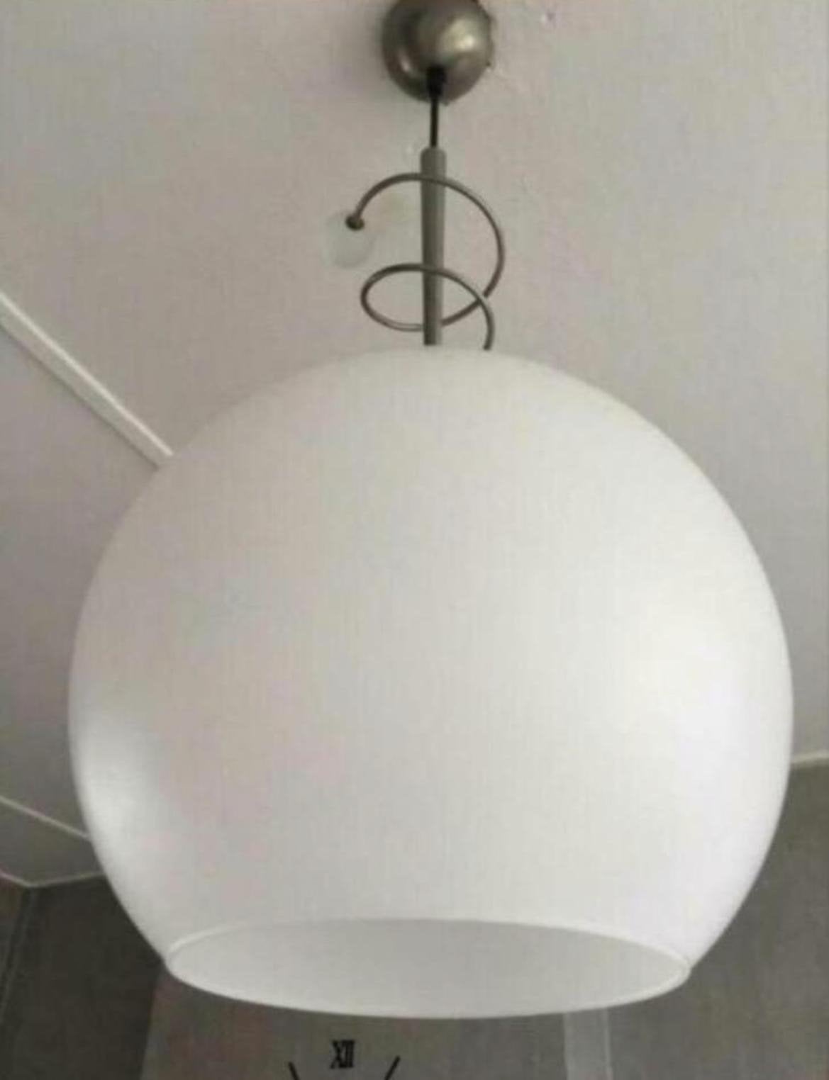 Moderne unieke hanglamp met opalen glazen bol en spiraal, Ophalen, E27 (groot), Modern, Glas