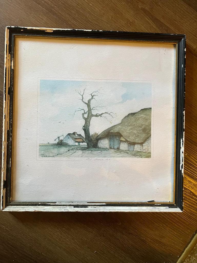 Kunstwerk Het strooien dak 1886-1971, Antiek en Kunst, Kunst | Tekeningen en Foto's, Ophalen of Verzenden