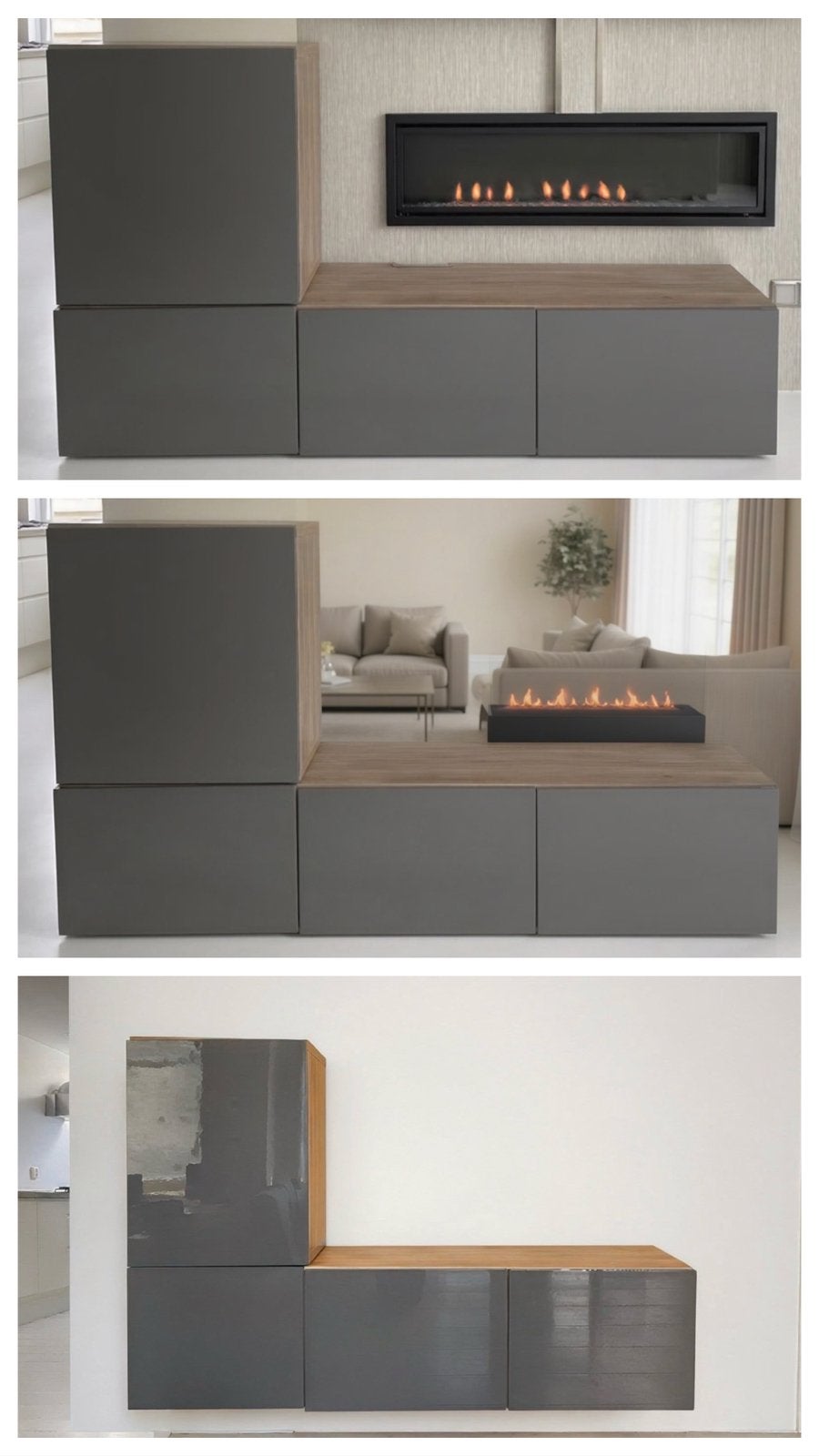 IKEA ophang Besta TV wandmeubel ruimtedeler  hoogglans grijs, Huis en Inrichting, Ophalen, Met lade(s), Zo goed als nieuw, Minder dan 100 cm
