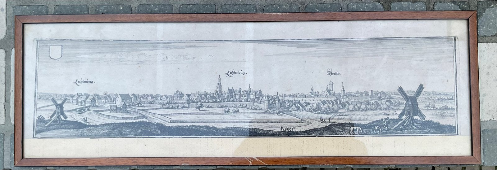 Lichtenburg b. Torgau - Originele kopergravure Merian 1650, Antiek en Kunst, Stadsgezicht, Gravure, Origineel, 1600 - 1699