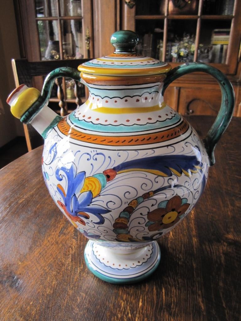 Deruta ceramic jug - pitcher met spout - Ricco dekor, Verzenden