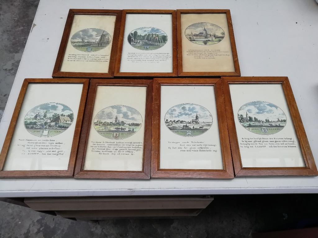 7 oude gravures van Anna Catharina Brouwer, Ophalen of Verzenden, Gravure, Landschap, 1700 - 1799