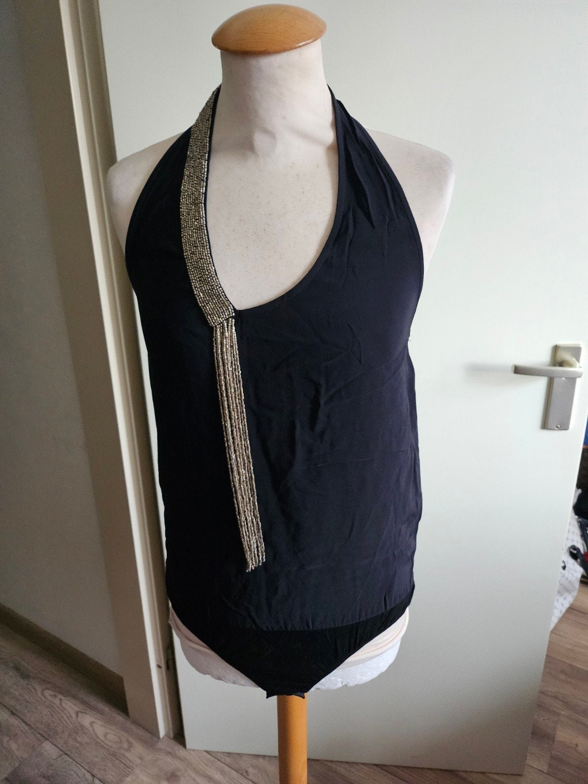 Patrizia Pepe top met kralen detail, Zwart, Nieuw, Ophalen of Verzenden, Patrizia Pepe