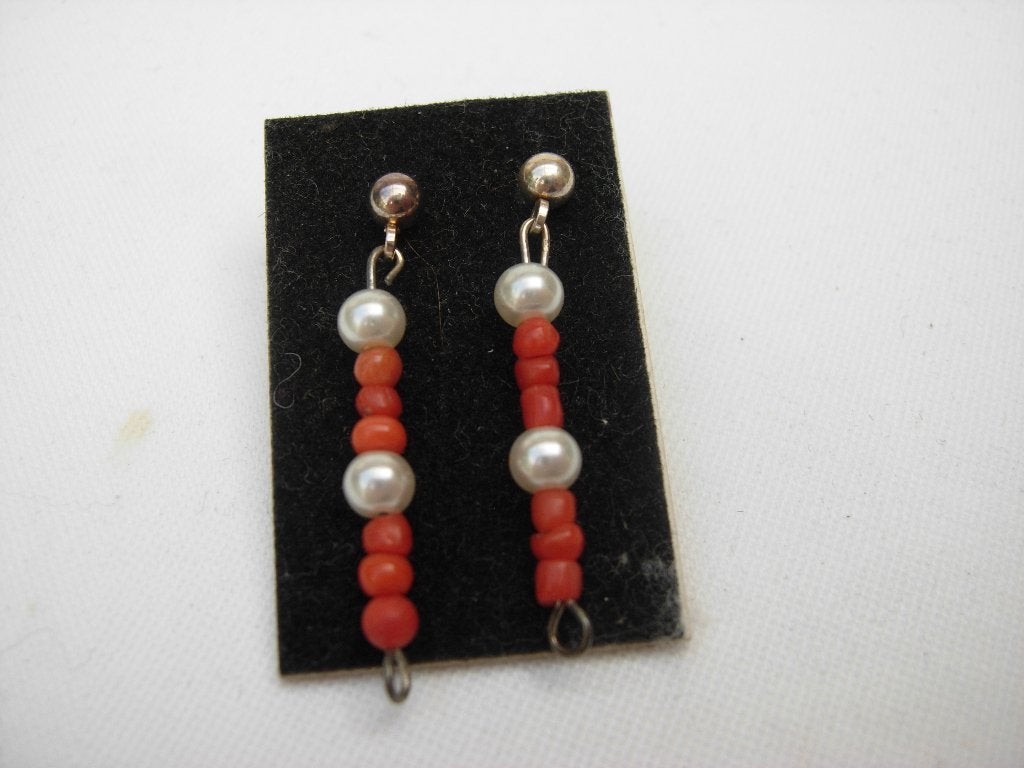 BLOEDKORALEN STEKER OORBELLEN/ZILVER, Sieraden, Tassen en Uiterlijk, Verzenden, Zilver, Oorbellen