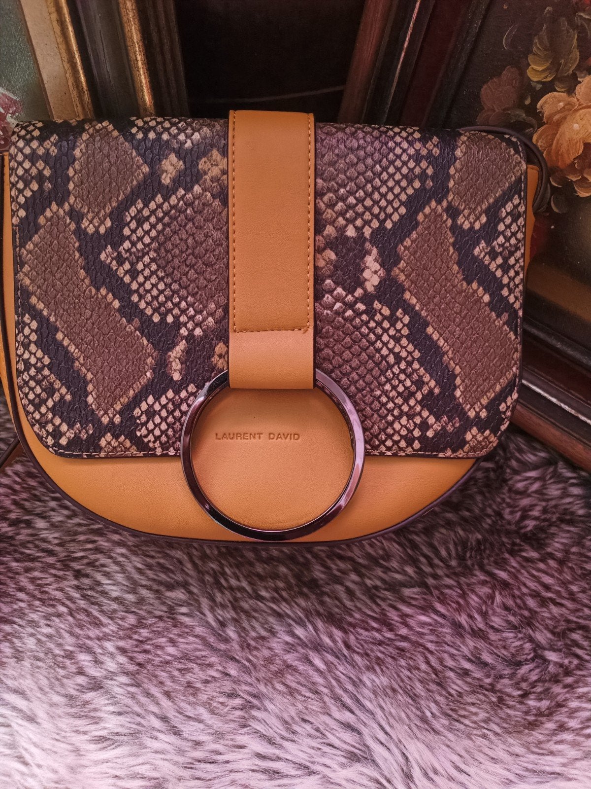 Nieuwe Laurent David tas met slangenprint, Sieraden, Tassen en Uiterlijk, Tassen | Damestassen, Ophalen of Verzenden, Nieuw, Bruin