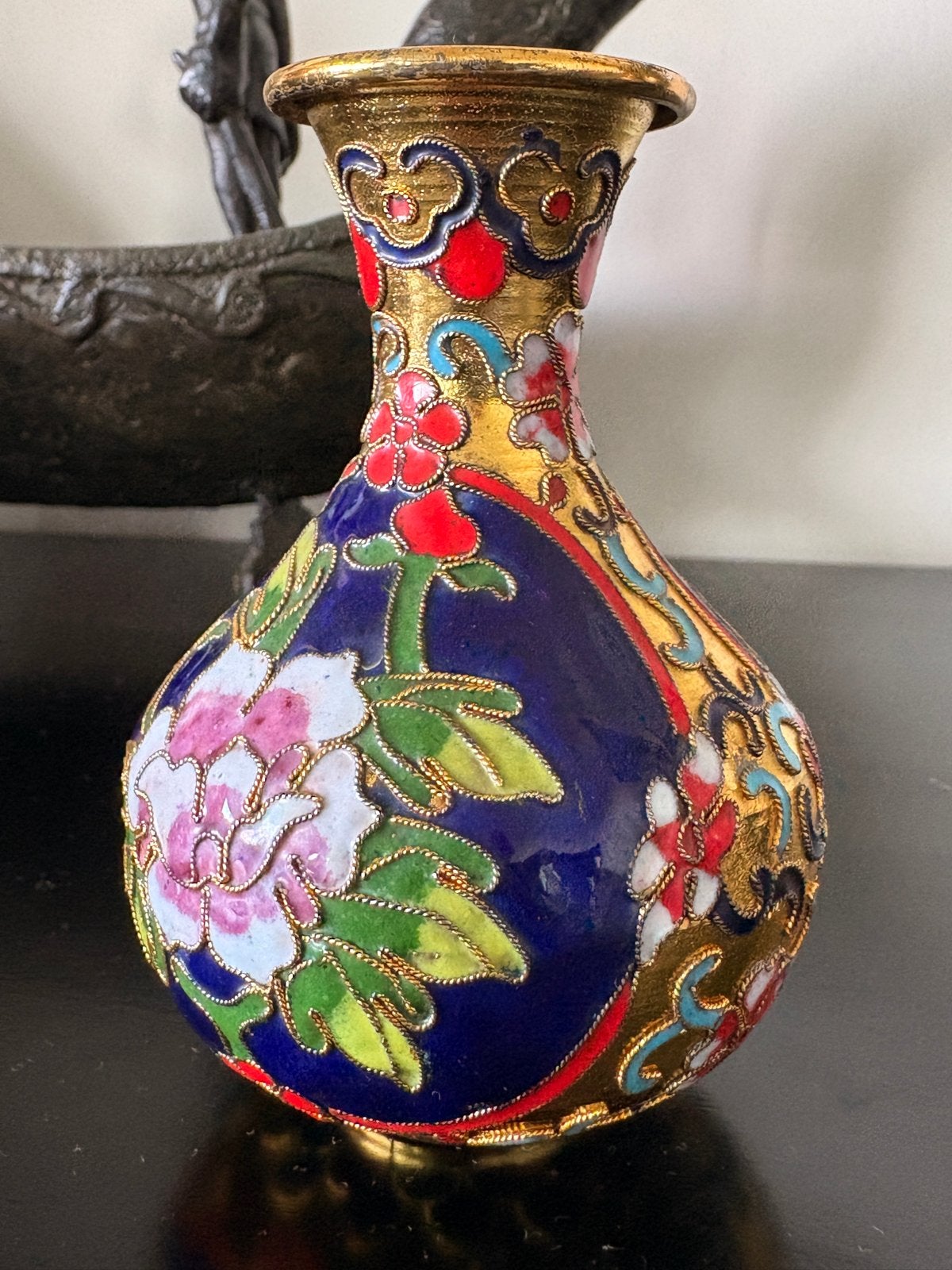 Antieke Chinese Cloisonné Vaas - Handgemaakt Emaille, Ophalen of Verzenden