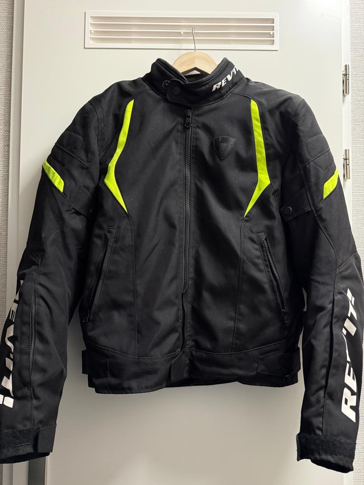 REV'IT! Jupiter 2 Textiel Motorjas Zwart/Neongeel - Maat L., Motoren, Ophalen of Verzenden, Tweedehands, Dames, Jas | textiel