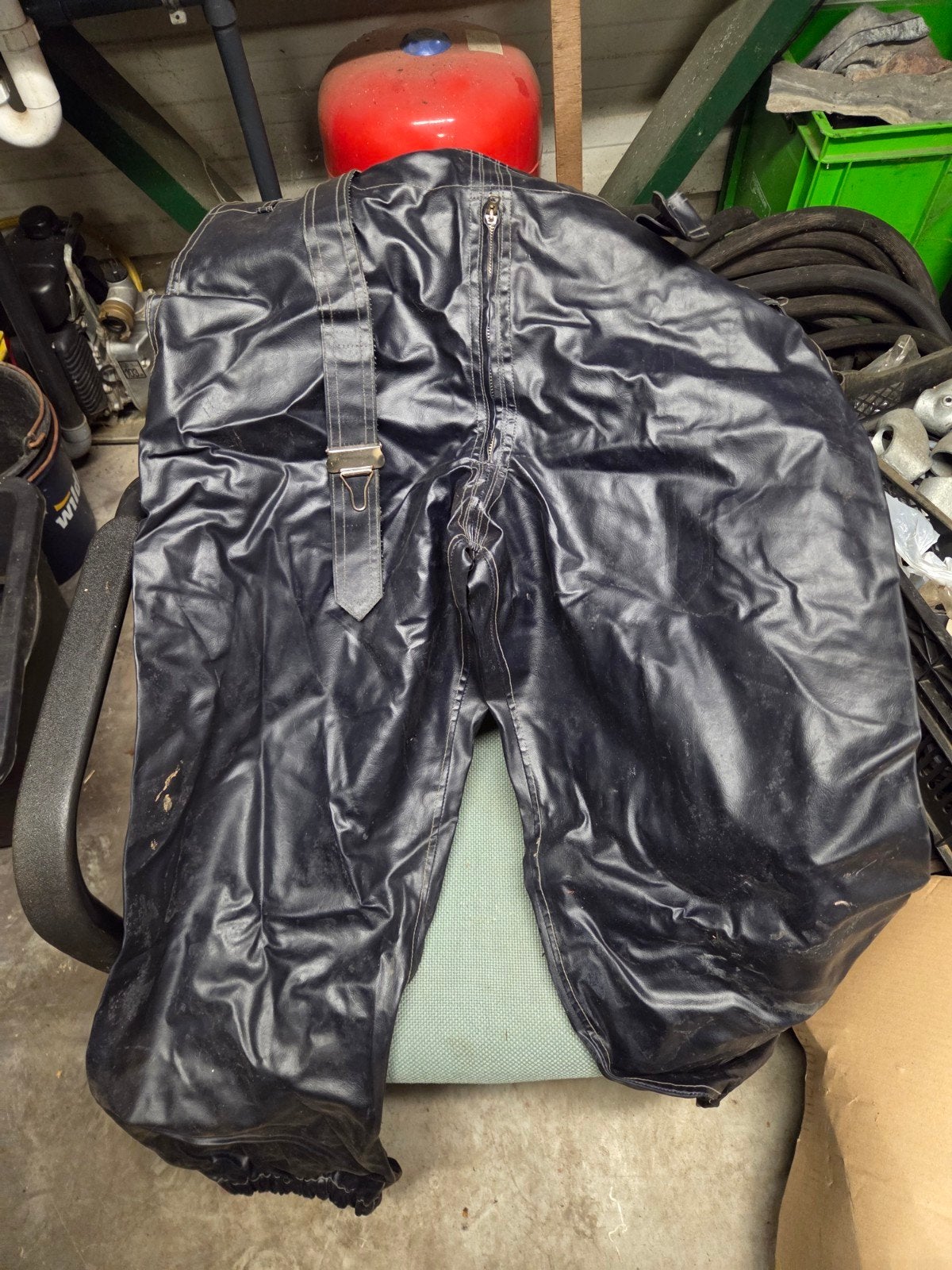 Vintage zwaar PVC/rubber beschermingspak. jas, broek, capuch, Ophalen, Gedragen, Onbekend