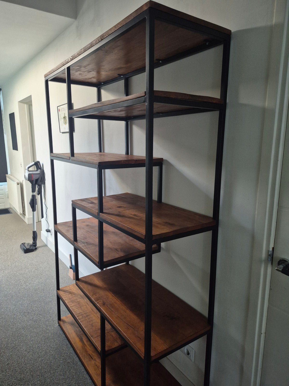 Industriële Boekenkast met Houten Planken en Metalen Frame, Huis en Inrichting, Kasten | Boekenkasten, Met plank(en), 100 tot 150 cm