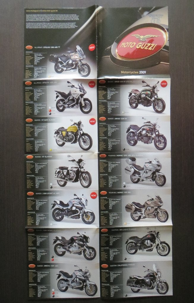 Folder/poster Moto Guzzi Motorcycles 2009 - 16 blz, Verzenden, Moto Guzzi