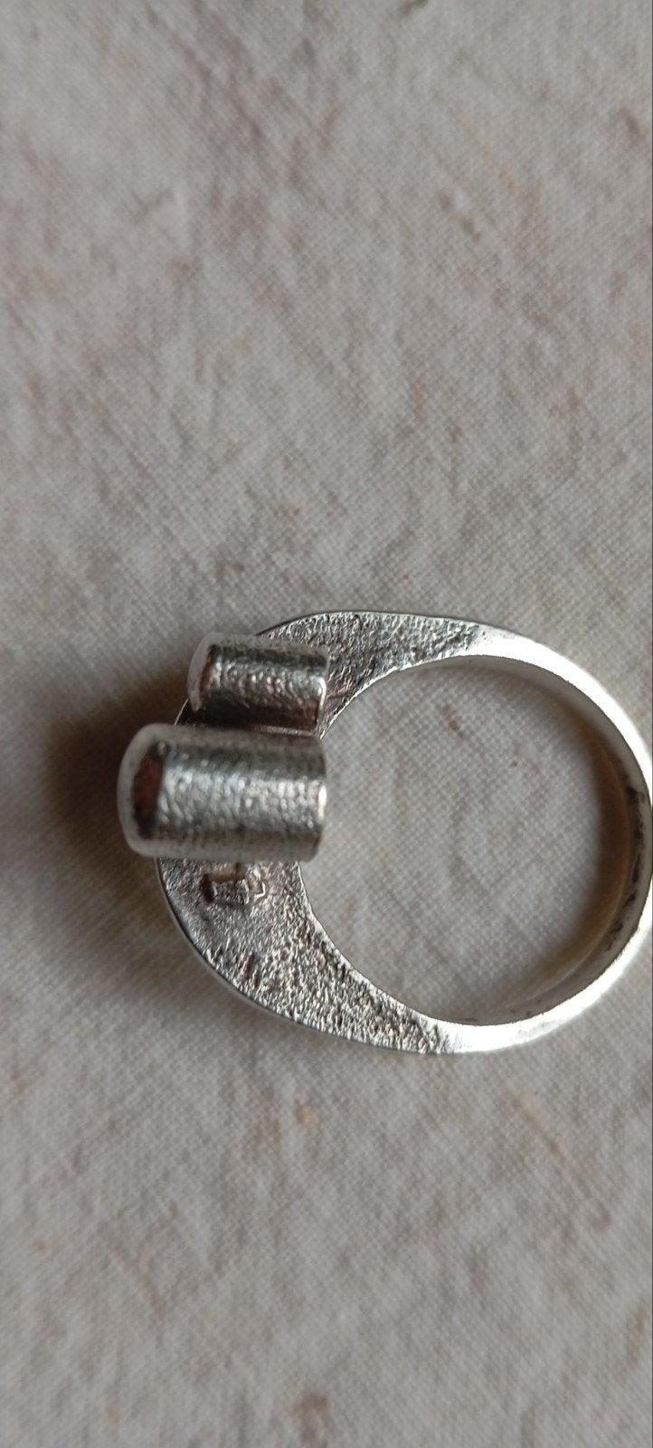 vintage verzilverde 835 modernistisch design ring jaren '70, Ophalen of Verzenden, Zilver