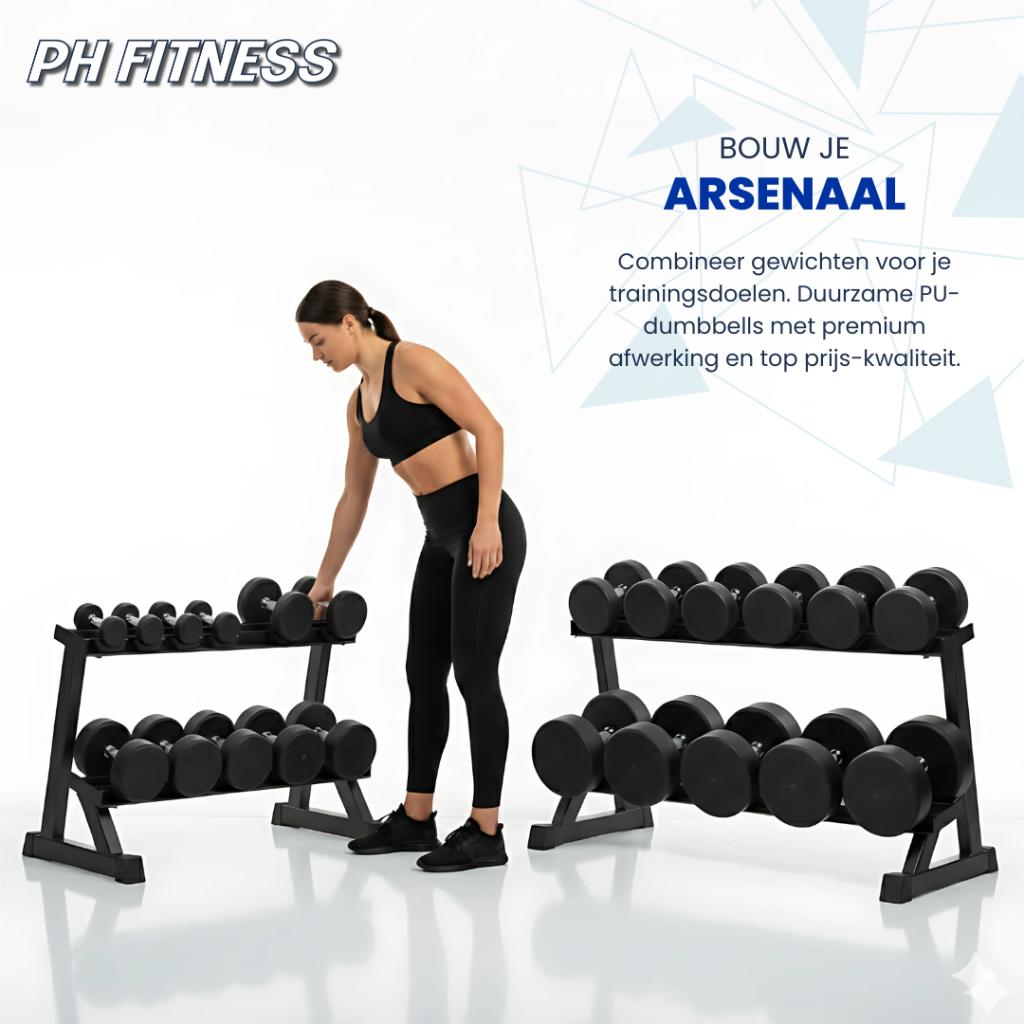 LAAGSTE PRIJS Ronde Round PU Dumbbells 2KG | 2-20KG / 2-30KG, PH Fitness, Nieuw, Ophalen of Verzenden, Info@phfitness.nl
