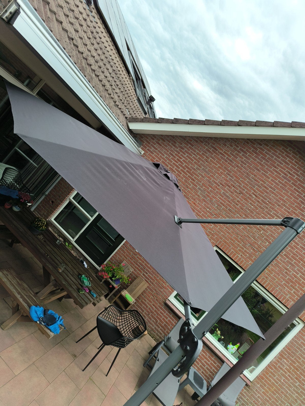 Ronde zwevende parasol 400cm, Ophalen, Zo goed als nieuw, Stokparasol