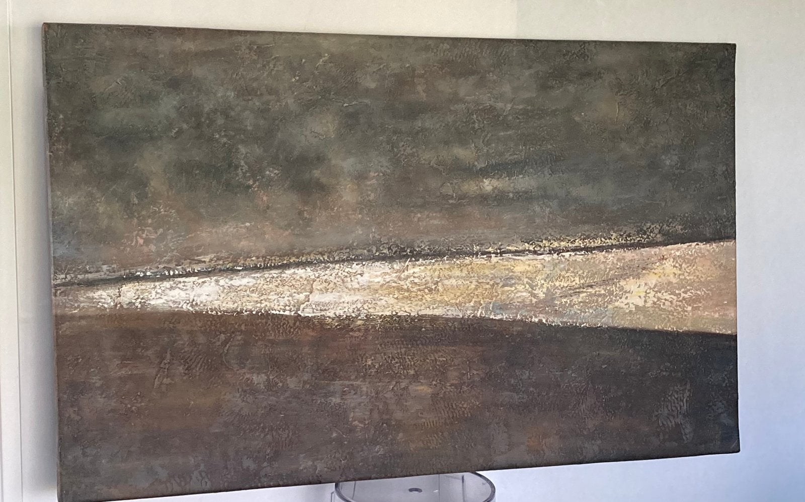 Abstract schilderij in aardetinten, Ophalen