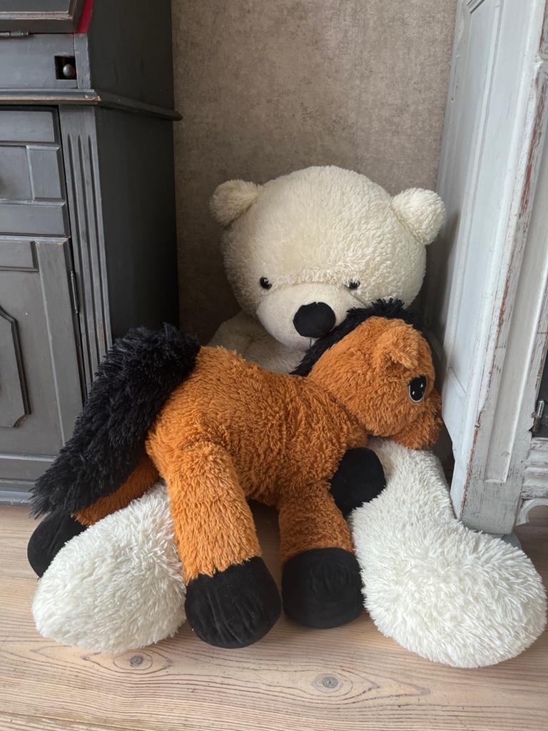 Grote knuffelbeer en paard - Zo goed als nieuw, Ophalen, Beer, Zo goed als nieuw, Middelgroot (20 tot 80 cm)