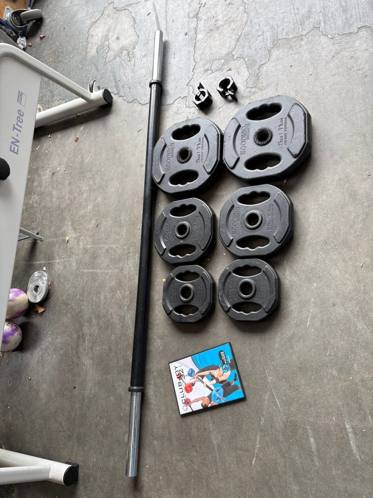 Bodypump halter set incl dvd / cd met lessen, Gebruikt, Incl dvd/cd, Ophalen of Verzenden, Zwart