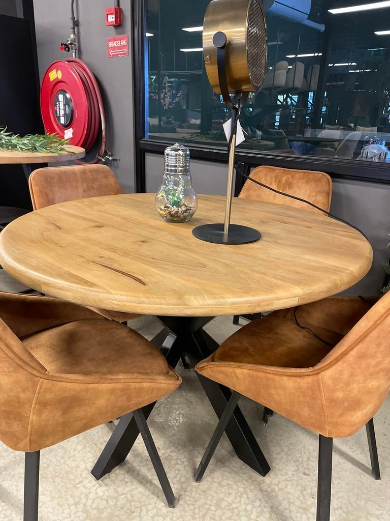 LEEGVERKOOP MANGO ROND SPINPOOT! CHEFMEUBEL, Huis en Inrichting, Stoelen, Ophalen, Bruin, Nieuw, Modern
