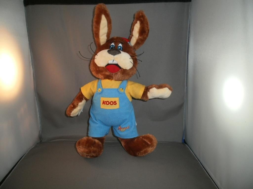 koos konijn Roompot 36 cm bruin/geel velours pet gekleurd, Ophalen of Verzenden, Zo goed als nieuw, Konijn