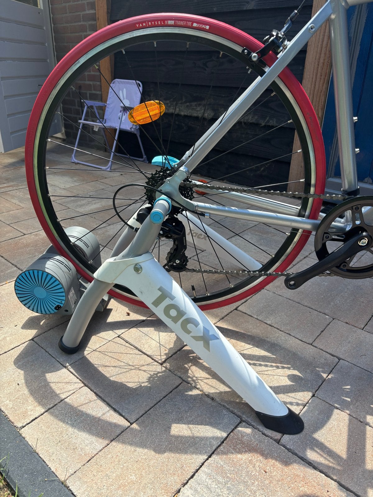 Triban racefiets met Tacx fietstrainer (smart trainer), Gebruikt, Velgrem, Aluminium, 49 tot 53 cm