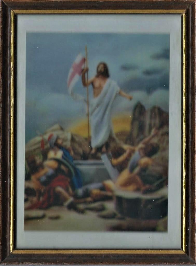 Religieuze voorstelling in 3-D (dieptewerking) (ingelijst), Ophalen of Verzenden