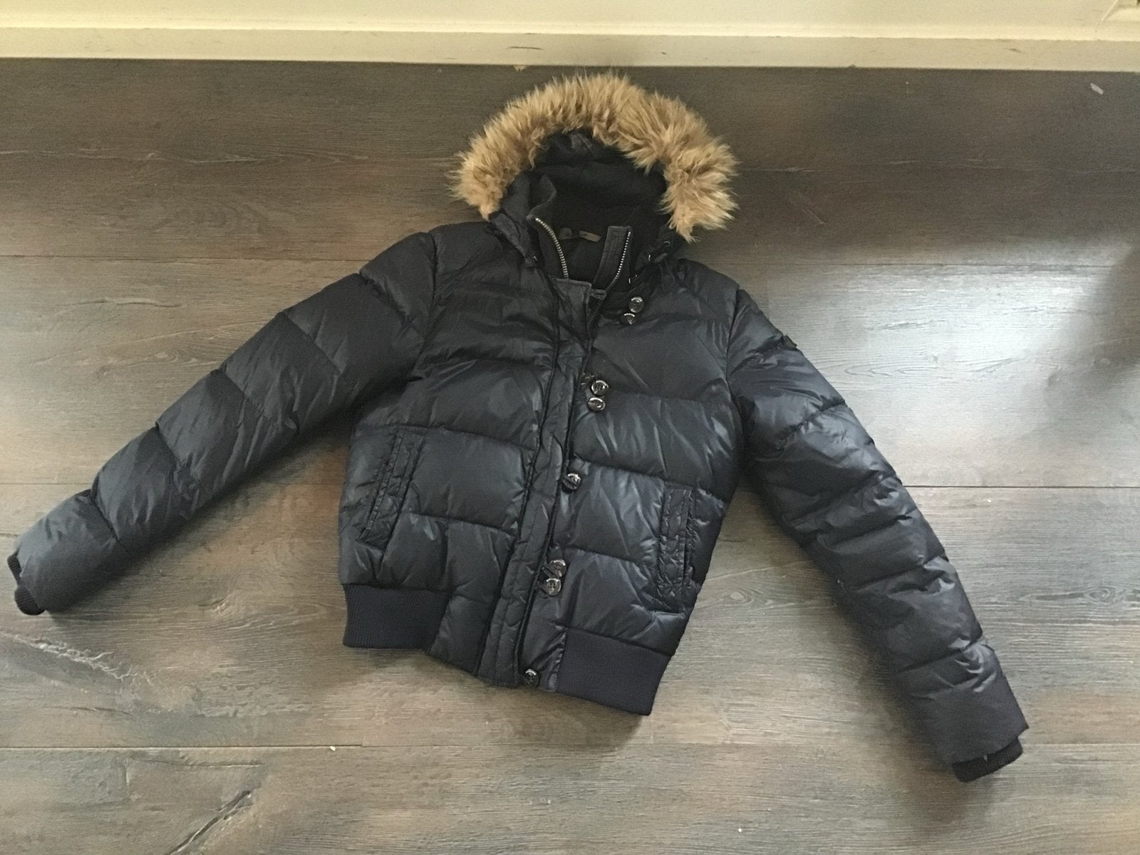 MOSCOW Dames Winterjas Donsjas met Bontkraag - Maat XL, Ophalen of Verzenden, Gedragen, Maat 42/44 (L), Blauw
