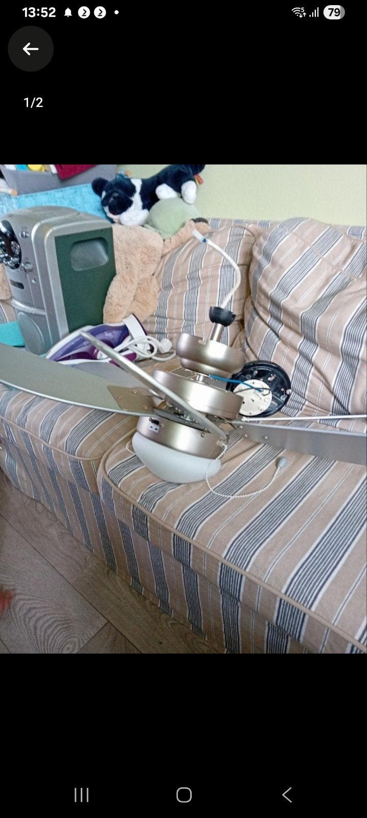 Plafondventilator met lamp - Goede staat, Overige merken, Gebruikt, Zilver, Ophalen