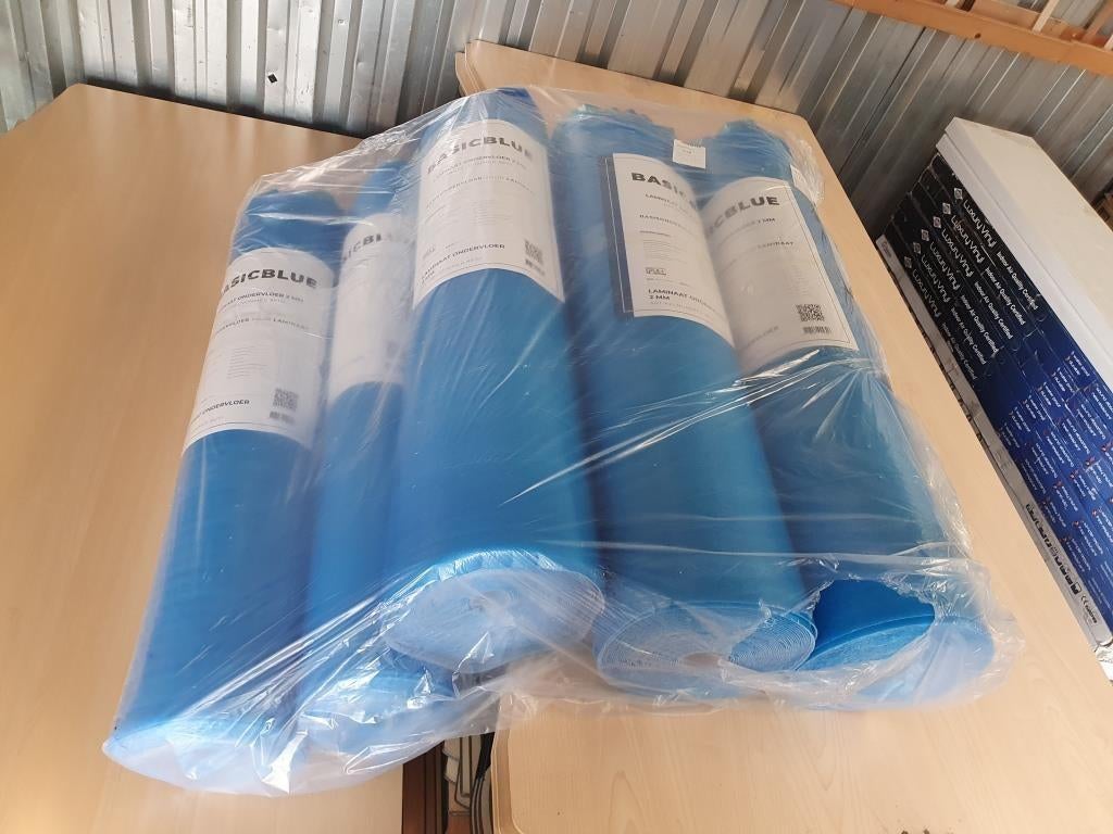 100 m2 ondervloer Basic Blue. 5 Nieuwe rollen. Voor laminaat, Ophalen, Blauw, 75 m² of meer, Nieuw