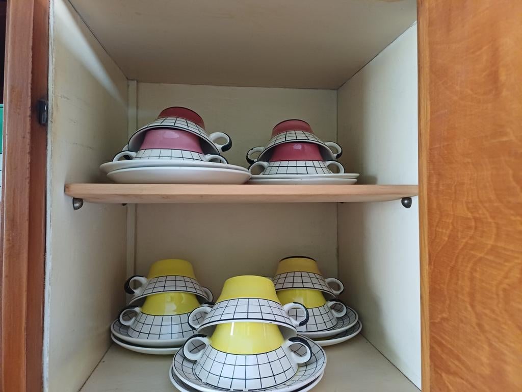 4 roze soepkommen van Granit Hungary, pastel jaren 50, Antiek en Kunst, Ophalen