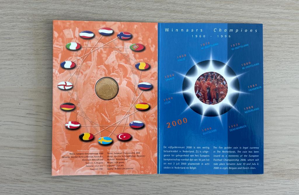 EK vijfje uit 2000, Ophalen of Verzenden, Koningin Beatrix, 5 gulden