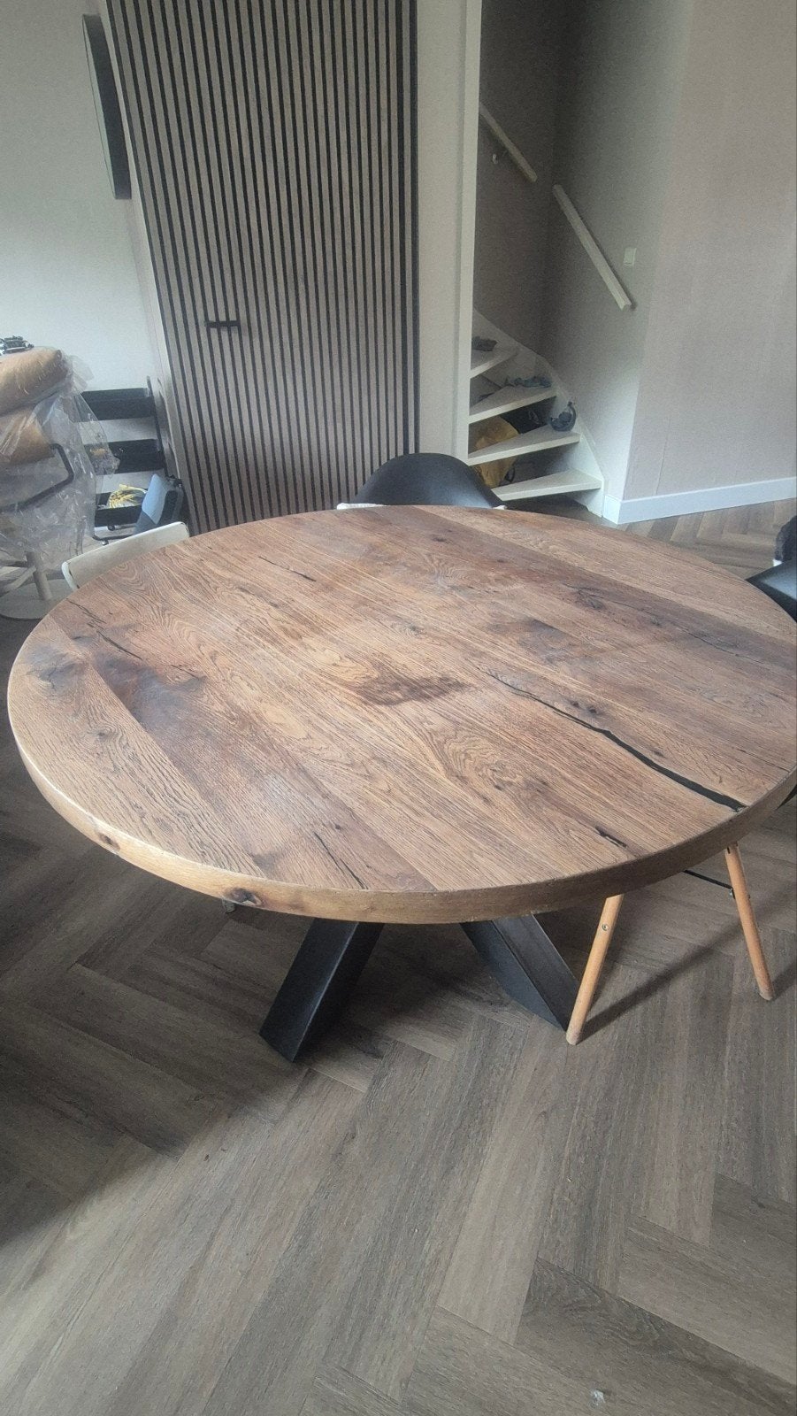 Kloostertafel rond 130 cm, Overige houtsoorten, Rond, 200 cm of meer, Ophalen of Verzenden