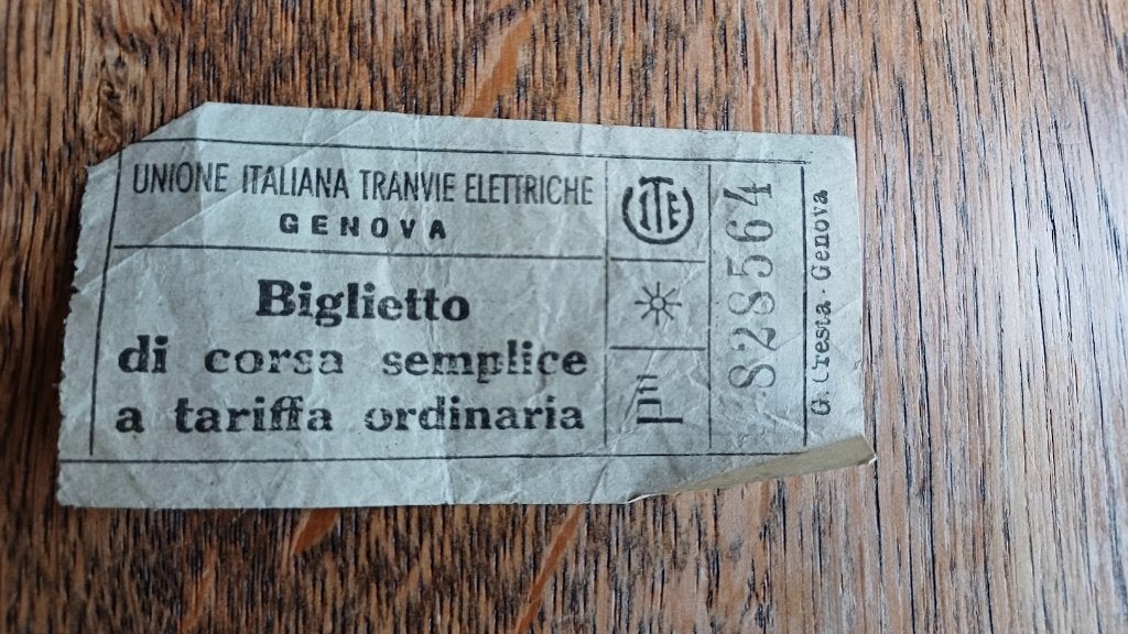 tram Genua kaartje 1950 Unione Italiana Tranvie Elettriche, Ophalen of Verzenden, Gebruikt, Tram, Overige typen