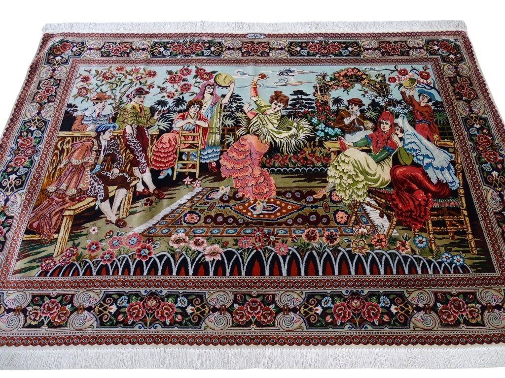 Perzisch tapijt - Zeldzame Ghoum - 107x147 cm - Handgeknoopt, Antiek - Modern - Klassiek - Eclectisch, -, Crème, -
