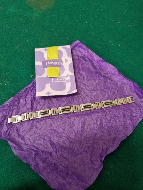 -	Herenarmband lucardi staal met zwarte kabel, Sieraden, Tassen en Uiterlijk, Ophalen of Verzenden, 'T Olde Gre-j, Info@toldegrej.nl