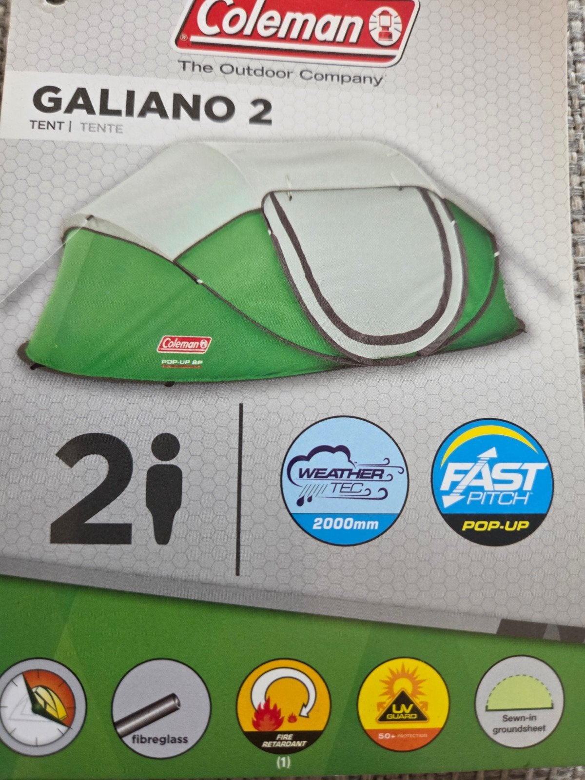 Coleman Pop-Up tent , Galiano 2 , Zo Goed Als Nieuw ! 2p, Ophalen, Zo goed als nieuw, Tot en met 2