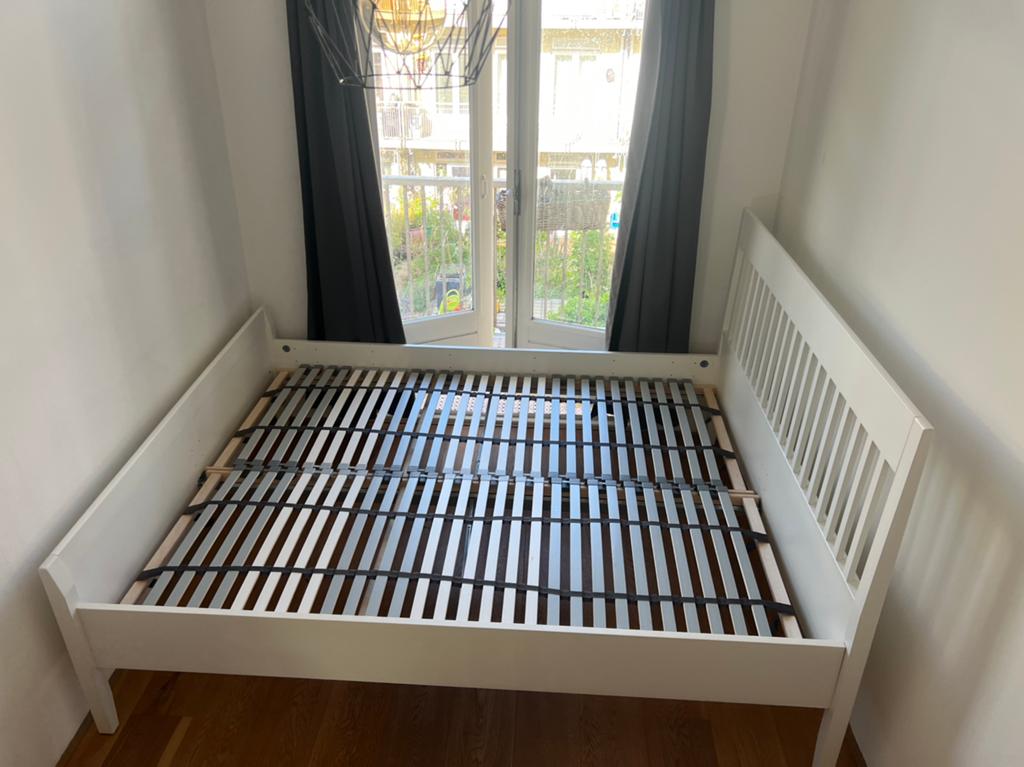 Classic white double bed frame 160cm, Huis en Inrichting, Slaapkamer | Bedden, Ophalen, Wit, Tweepersoons, Zo goed als nieuw