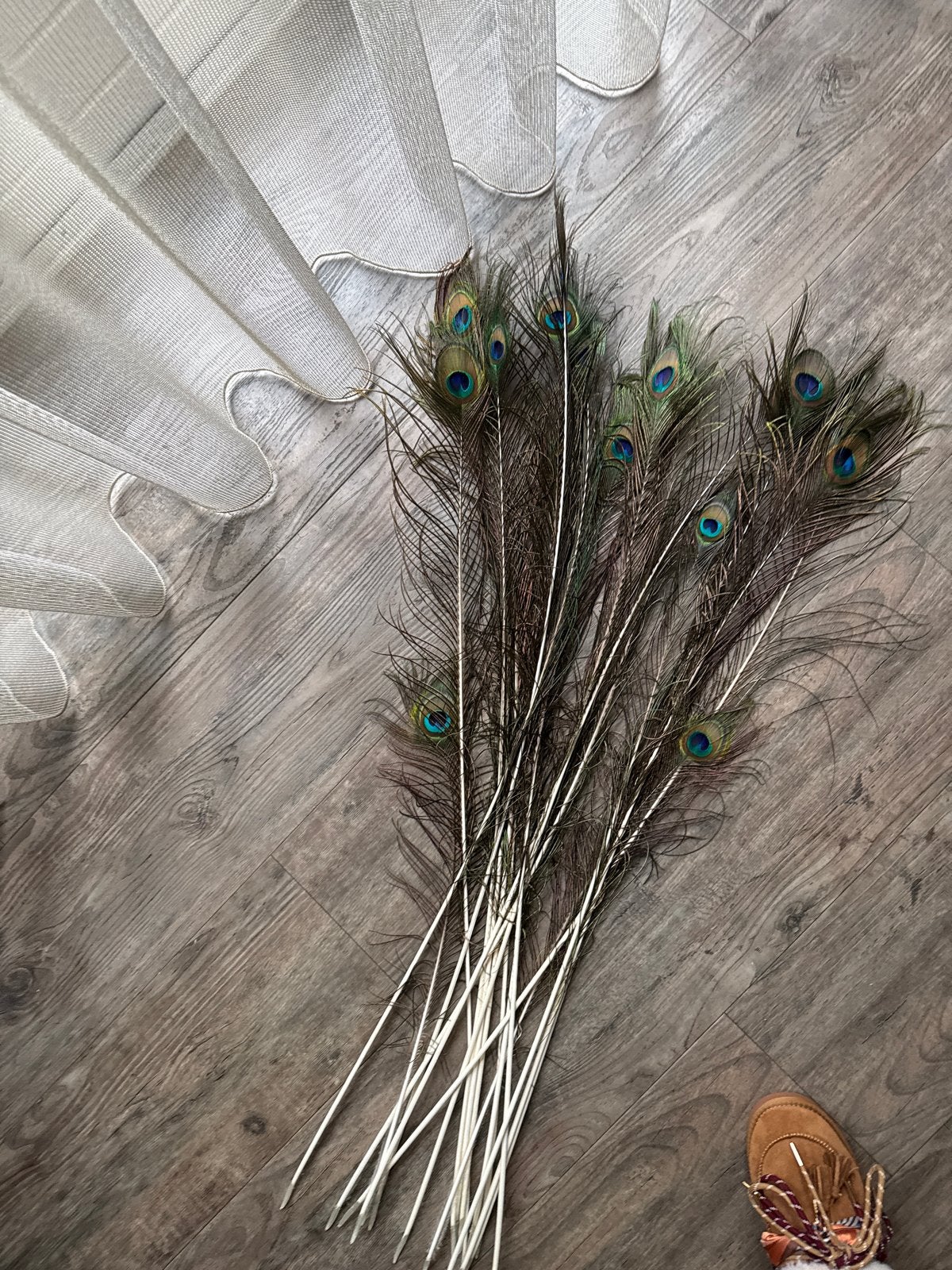 18 prachtige pauwenveren voor decoratie of knutselen, Ophalen of Verzenden, Gebruikt