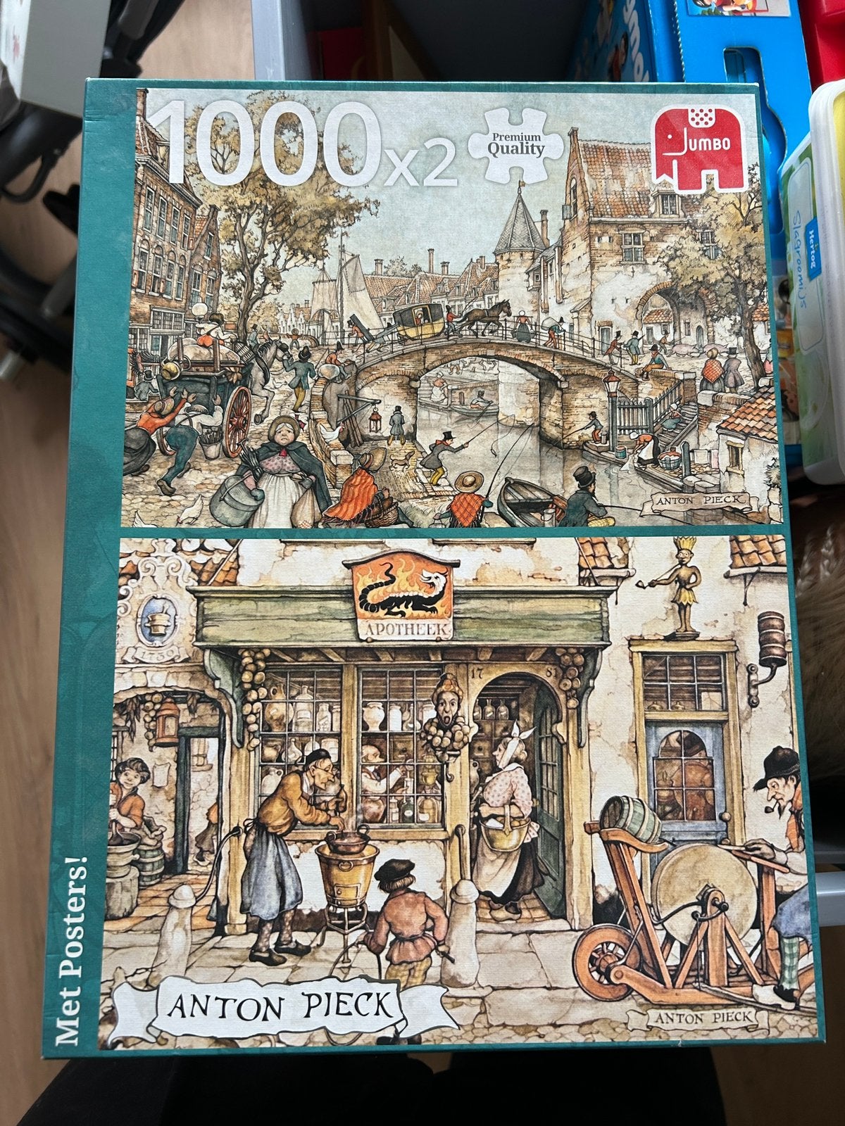 2x anton pieck legpuzzel jumbo 1000 stukjes, Ophalen, 500 t/m 1500 stukjes, Zo goed als nieuw