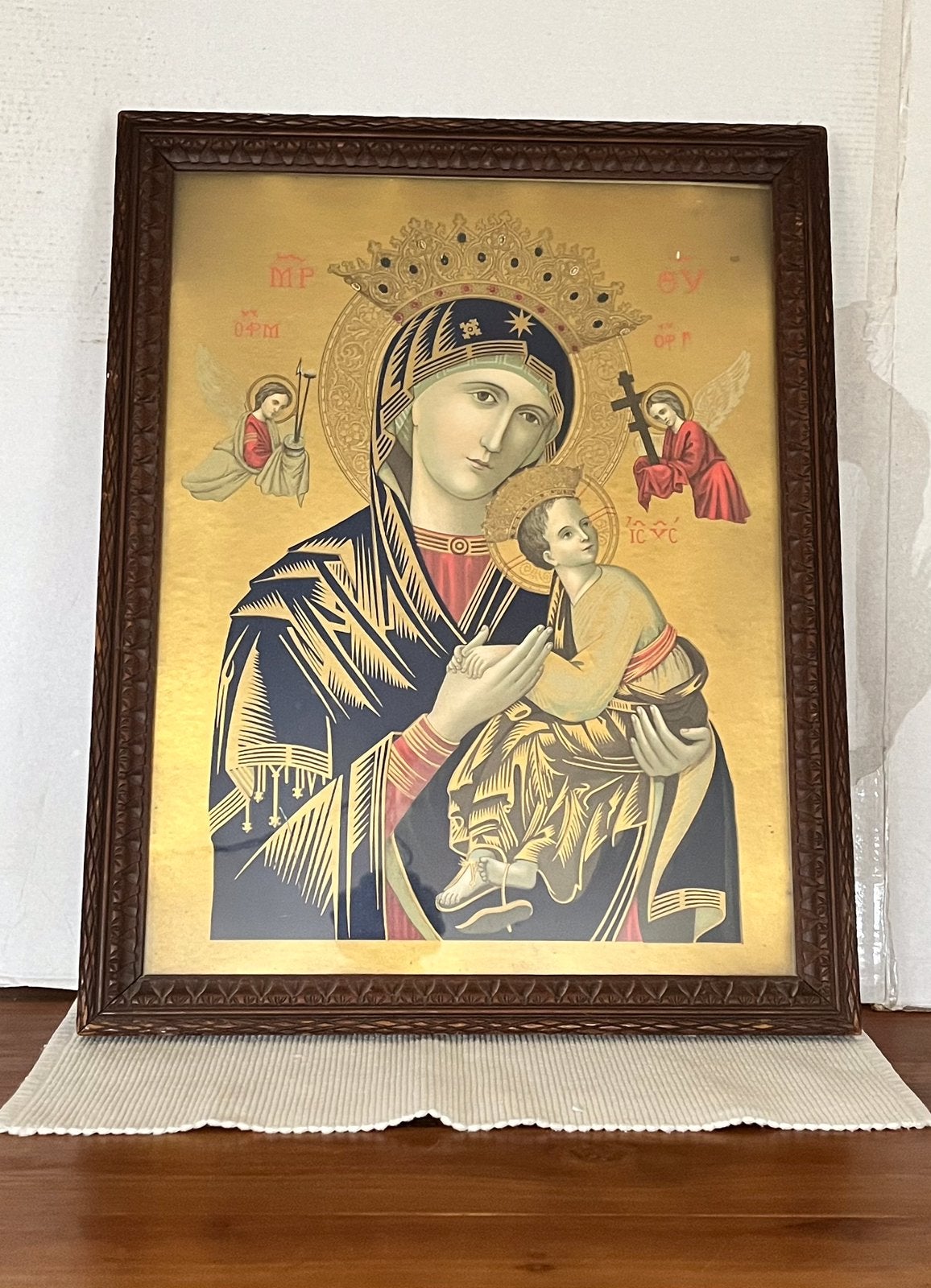 Vintage Icoon Maria met Jesus, Ophalen of Verzenden