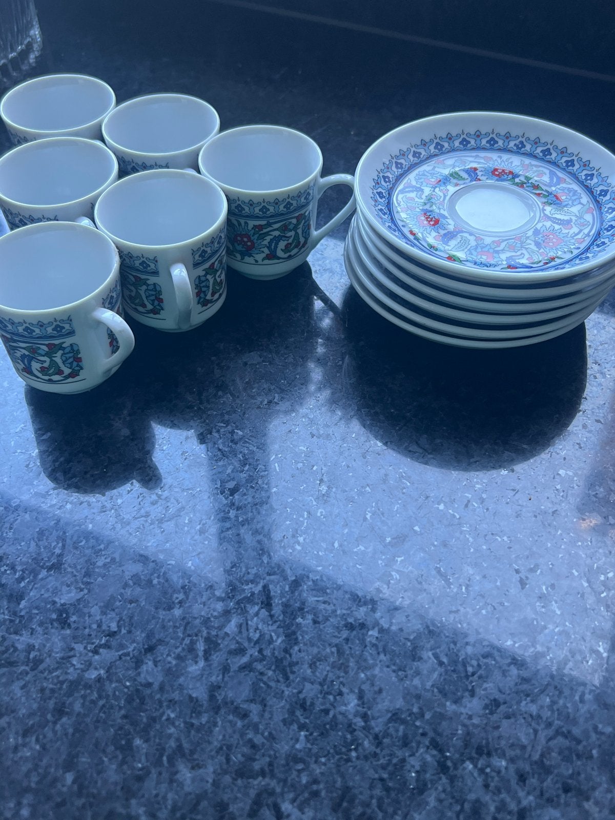Set van 6 Turkse koffiekopjes met schotels, Aziatische stijl, Ophalen, Aziatisch, Keramiek, Zo goed als nieuw