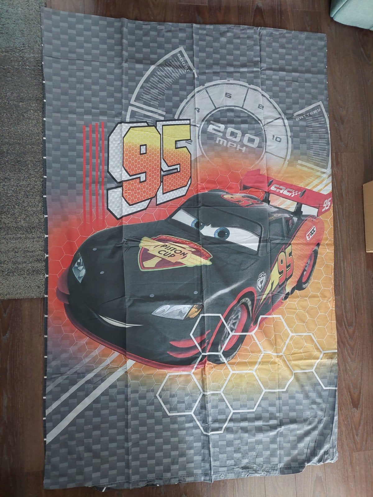 Disney Cars Dekbekbedovertrek Bliksem McQueen Carbon Racer, Overige merken, Zwart, Zo goed als nieuw, Dubbelzijdig