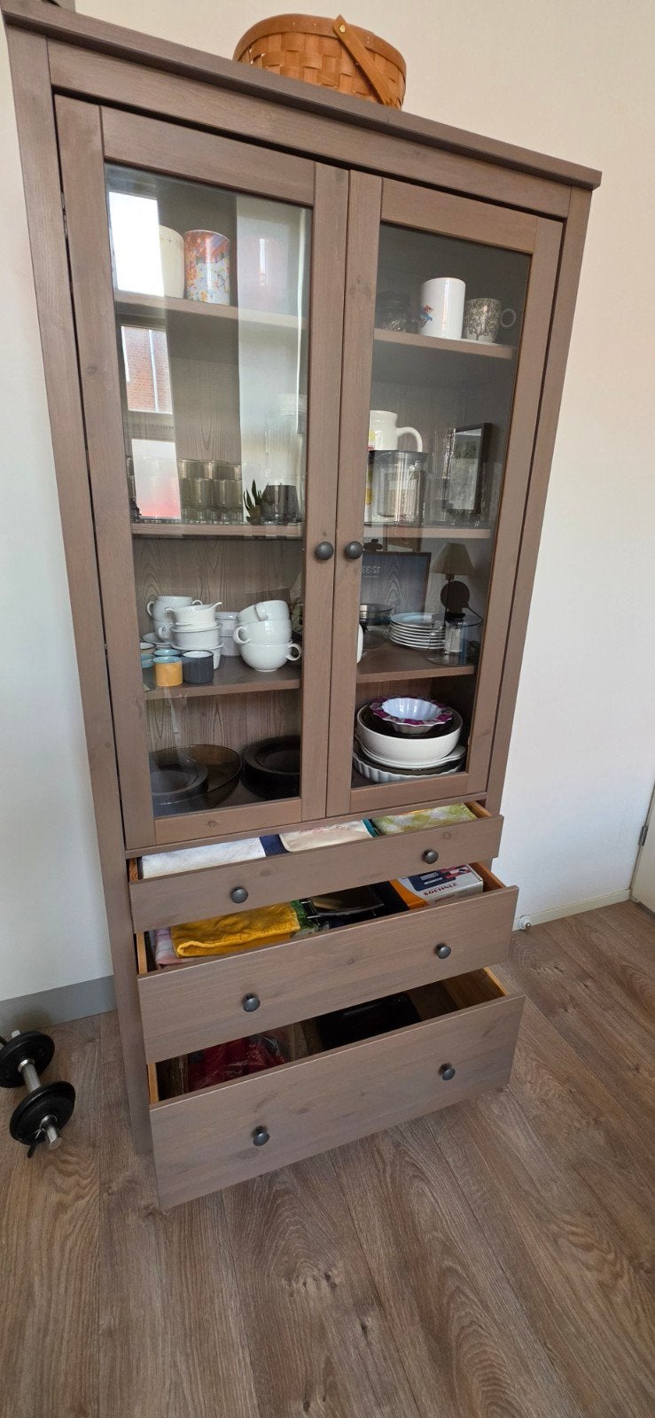 IKEA Hemnes Vitrinekast met Lades - Zo goed als nieuw, Ophalen, Met deur(en), Glas, 50 tot 100 cm