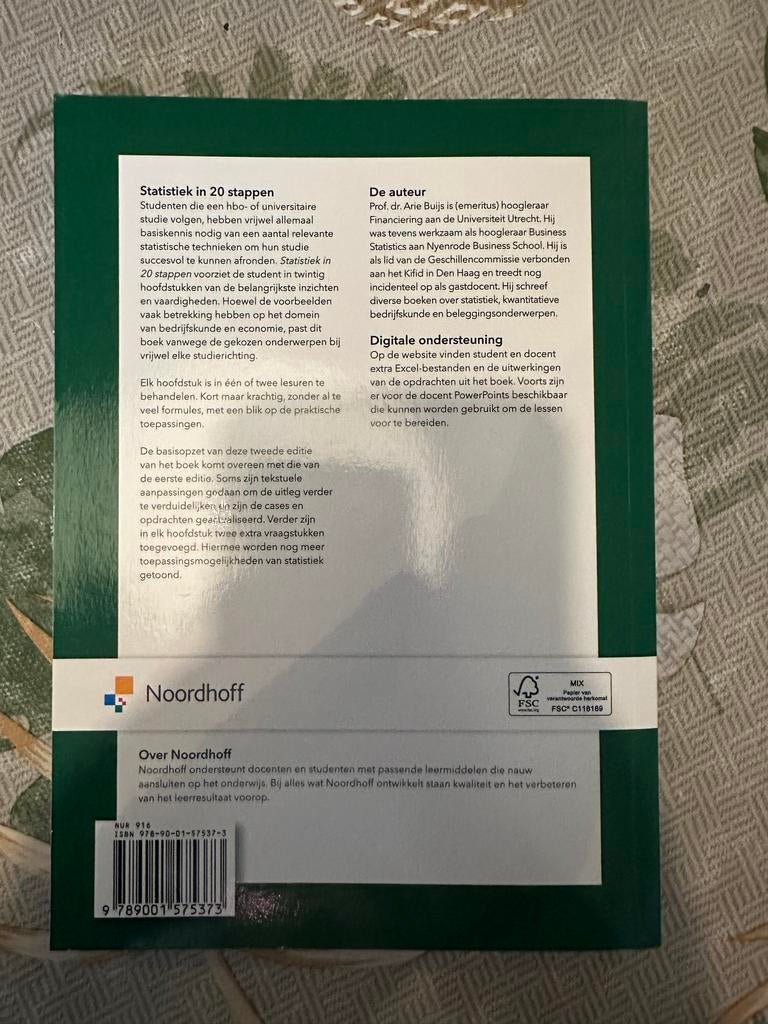 Statistiek in 20 stappen - Arie Buijs (2e druk), Boeken, Studieboeken en Cursussen, Ophalen of Verzenden, Gamma, Zo goed als nieuw