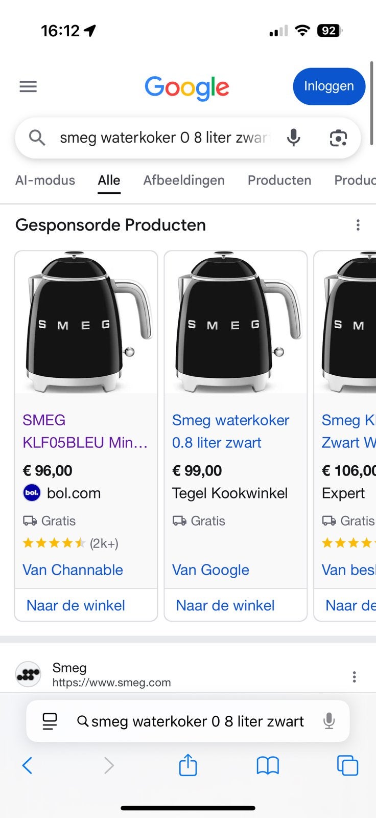 Smeg waterkoker, Minder dan 1 liter, Ophalen of Verzenden, Nieuw