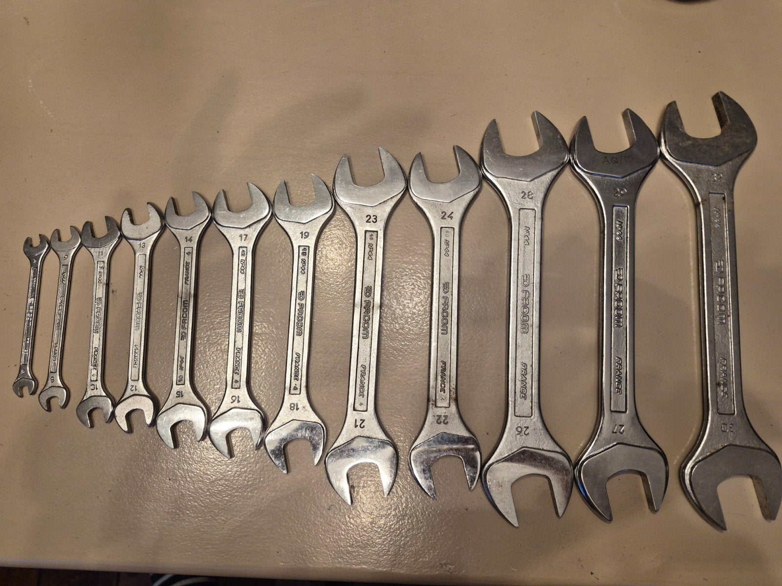FACOM n44 steeksleutels set 12 stuks (6 t/m 32), Ophalen of Verzenden, Gebruikt