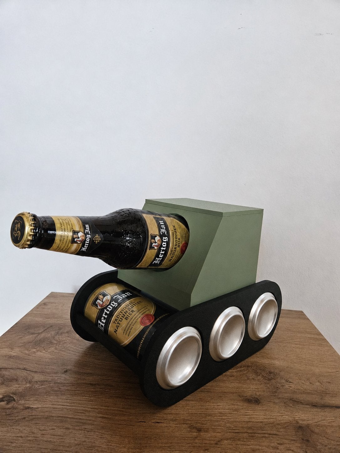 Biertank houder voor 3 halve liters en een flesje, Groen, Handgemaakt, Overige typen, Nieuw