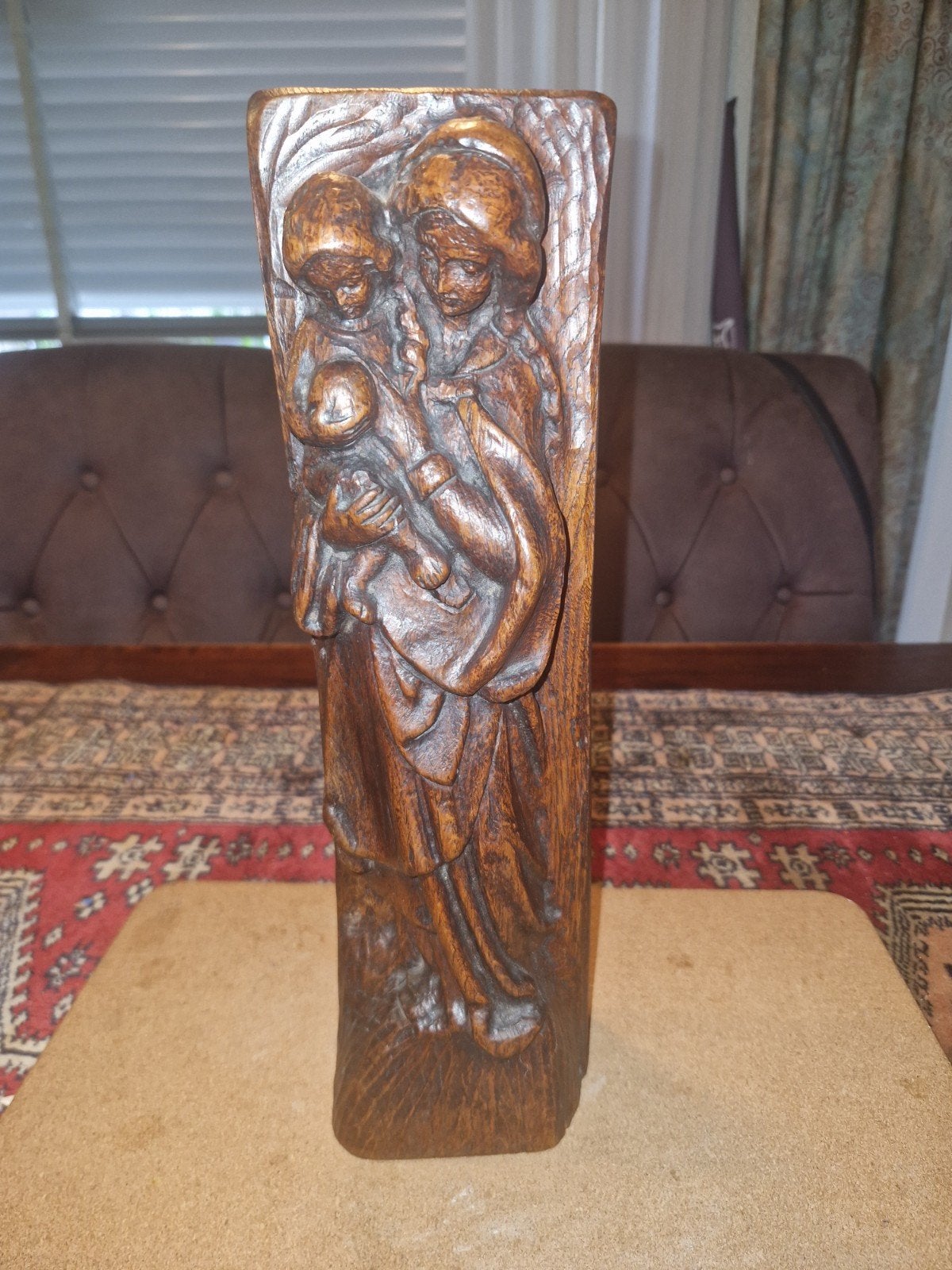 Antieke Vintage hand gesneden houten sculptuur Maria  jezus, Antiek en Kunst, Kunst | Beelden en Houtsnijwerken, Ophalen of Verzenden