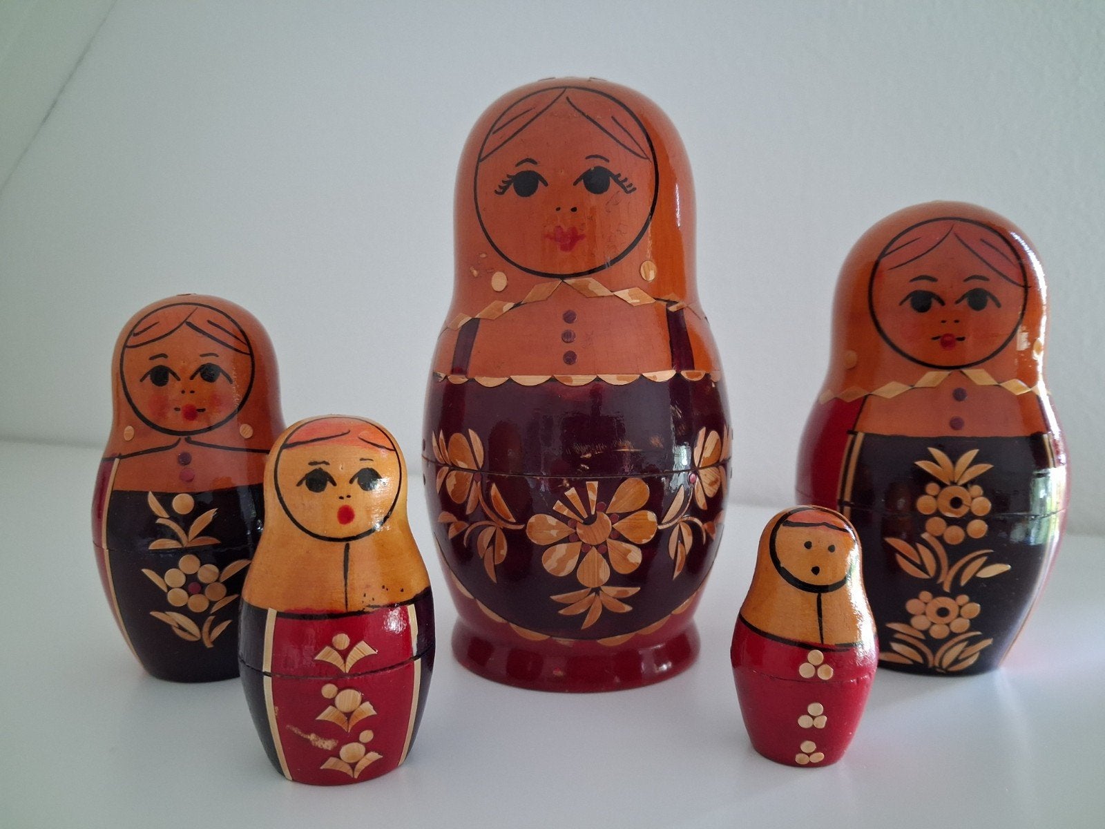5 delige Russische Vjatskaja Matroesjka, met inleg van stro, Ophalen of Verzenden, Gebruikt