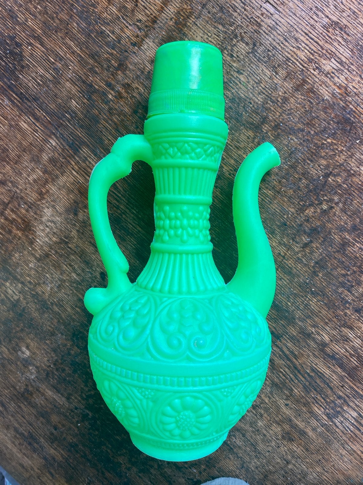 Vintage Groene Plastic Waterkan met Oosters Design, Groen, Kunststof, Ophalen of Verzenden, Oosters