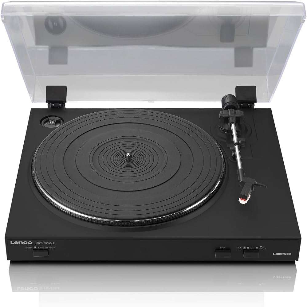 Lenco L-3867USB| Platenspeler met USB-aansluiting | Zwart, Ophalen of Verzenden, Overige merken, USB-aansluiting