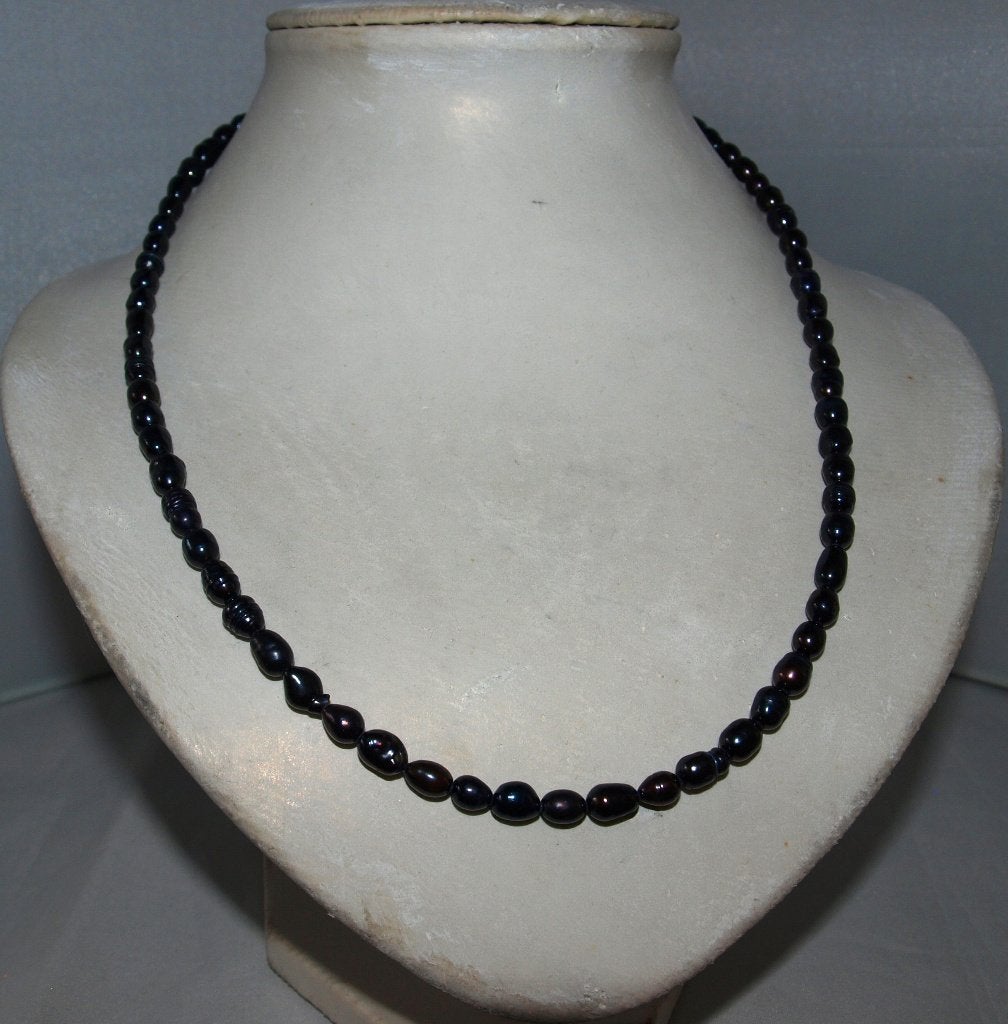 Zwarte Zoetwater Parels Ketting - 53 cm, Ophalen of Verzenden, Nieuw, Zwart, Steen of Mineraal